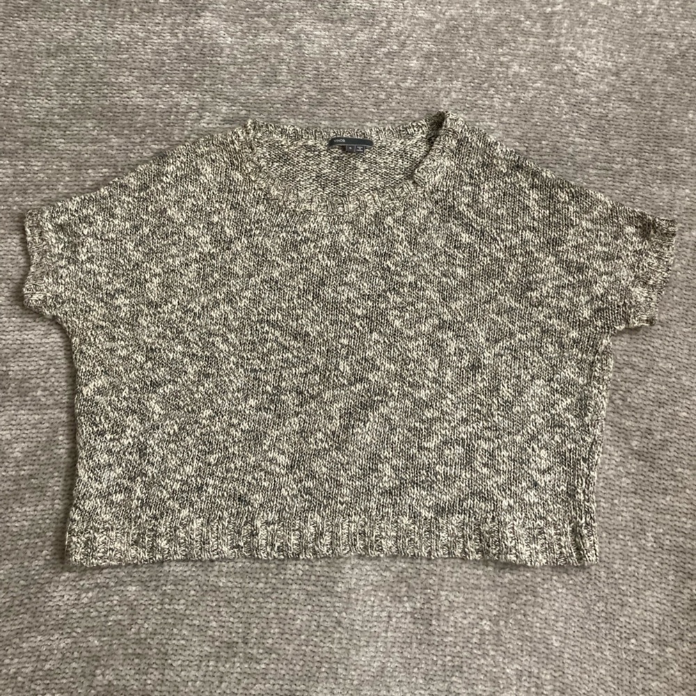 Vince Dolman Sleeve Boxy Cropped Sweater Size Small Linen Blend